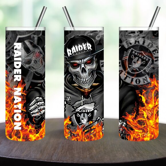COPY - Stainless Steel RAIDERS NATION 20oz Skinny Tumbler - Picture 1 of 5